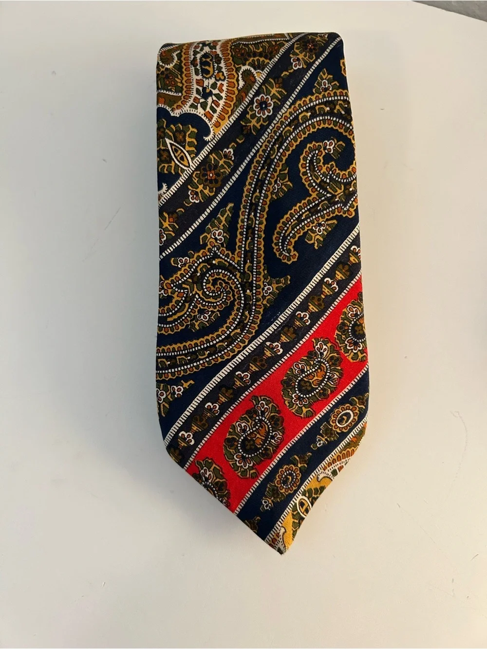 Liberty of London Vintage Classic Paisley Silk Tie Navy Red Gold Grandpacore